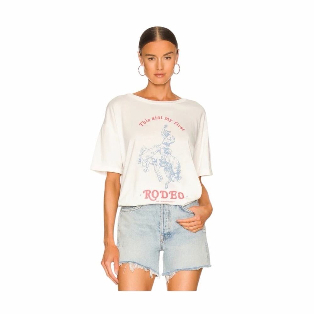 The Laundry Room Coors Banquet Rodeo Graphic Oversized Tee White Womens SM NWOT